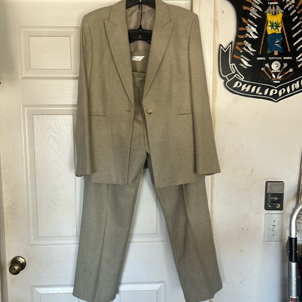 Marks & Spencer Tan Suit EU 44 Straight Leg 100% Poly